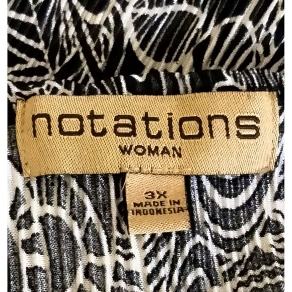 Notations Woman Plus Size 3X Black & White Floral Print Blouse With Button Detai - Picture 10 of 11